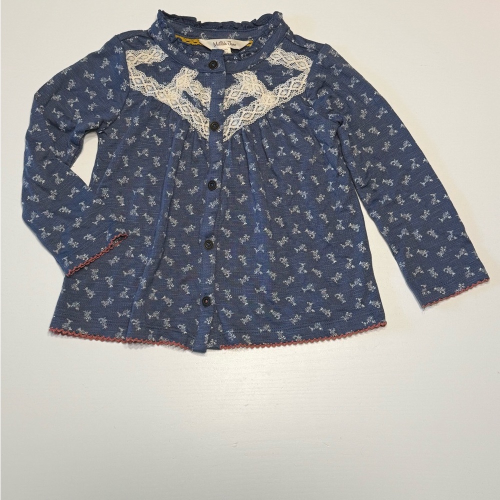 Matilda Jane Jemma Top, Navy Floral Button Down Shirt, NWT
